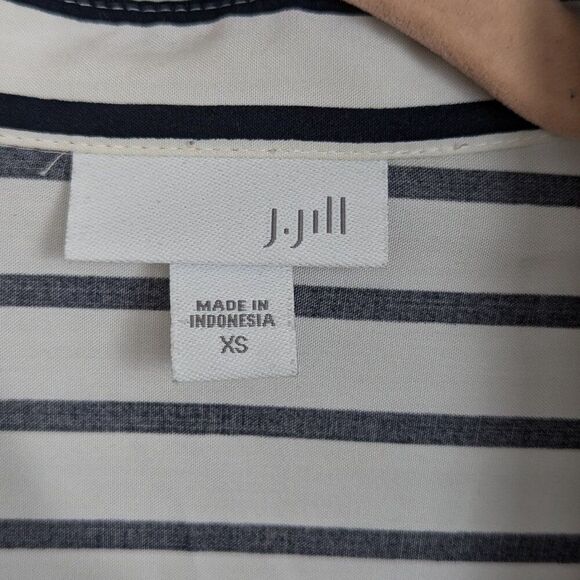J.Jill | Navy Striped Colorblock Button-Front Shirt Size XS - Picture 5 of 7